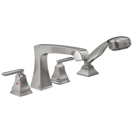 Delta 4-hole 8-16" installation Hole Deck-Mount with Diverter Tub Filler Faucet, Stainless T4764-SS